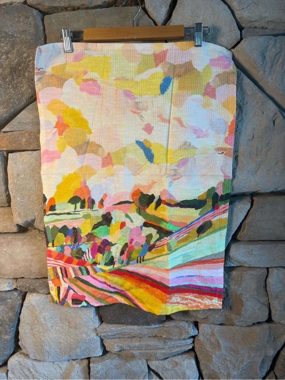 New🌟Anthropologie-Colorful Abstract Landscape Dish Towel - Multicolor
